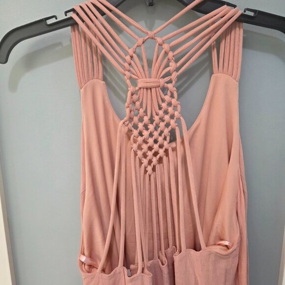 JustFab Pink Macrame-Back Maxi Dress XXL NWOT | Boho Summer Beach Vibes - Picture 6 of 12